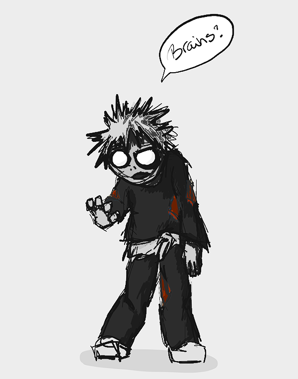 Ipad drawing of zombie asking for brains